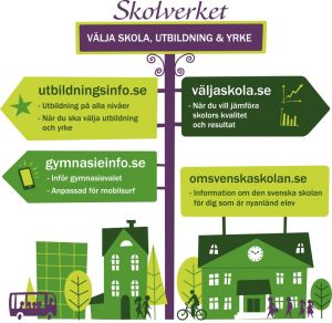 Illustration över Skolverkets träd för val av skola, utbildning och yrke.