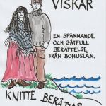 Bild som visar illustration på en posjk och flicka som står intill varandra vid ett vattenbryn. Bredbid finns texten Vågorna viskar och Knitte berättar.