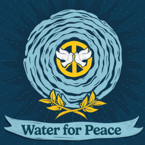 Logotyp för Förenade Nationers vattenvärldsdag med temat Vatten för fred